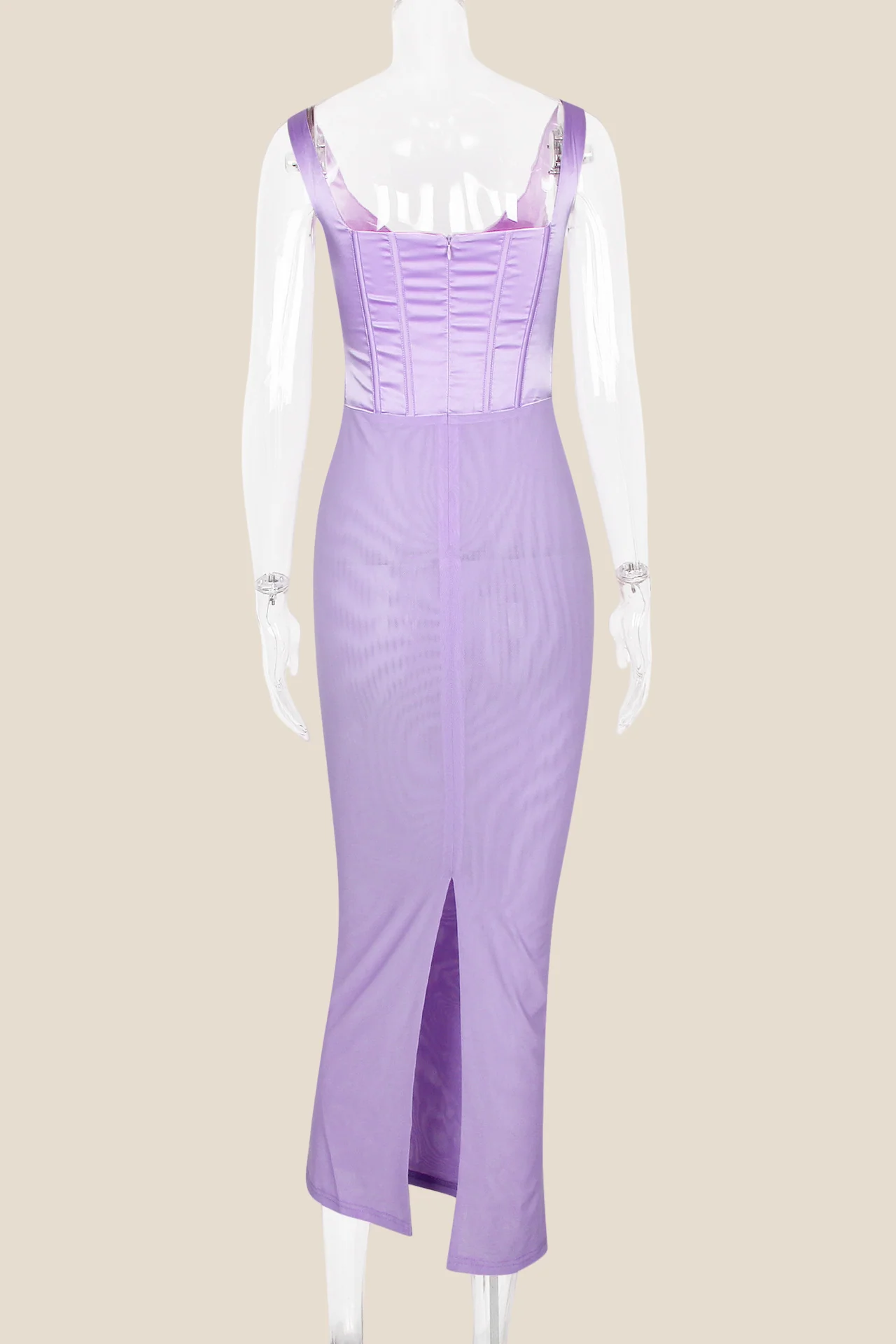 V-neck Lilac Mermaid Long Dress with Slit - Image 2