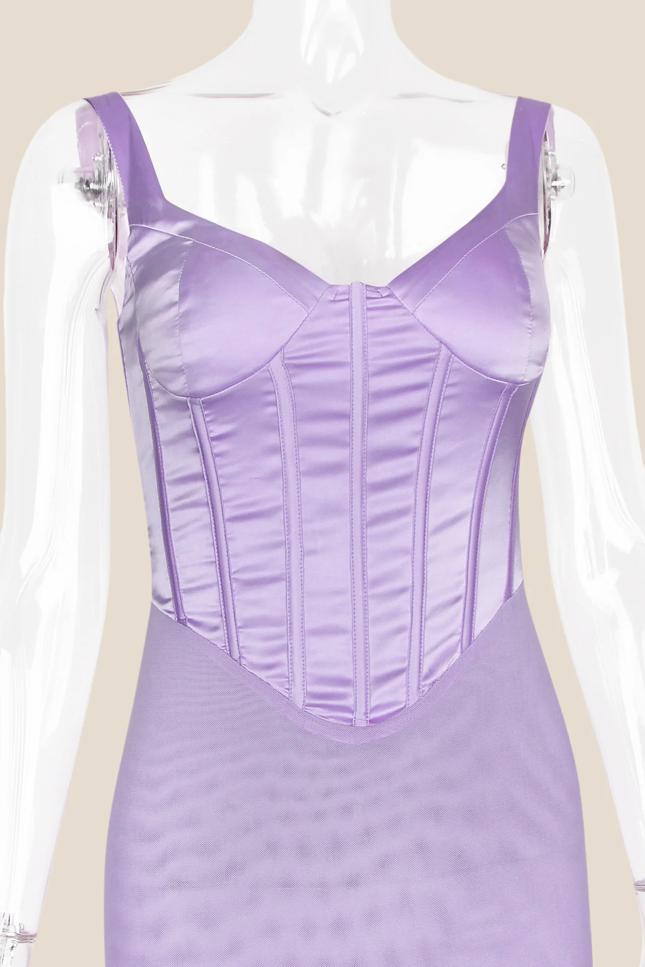 V-neck Lilac Mermaid Long Dress with Slit - Image 3