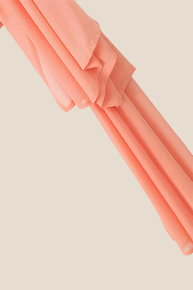 V-neck Orange Ruched Short Dress with Streamer - Image 10