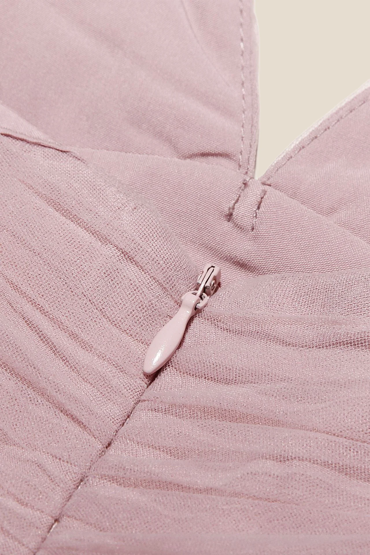 V-neck Pink Pleated A-line Short Tulle Dress - Image 10