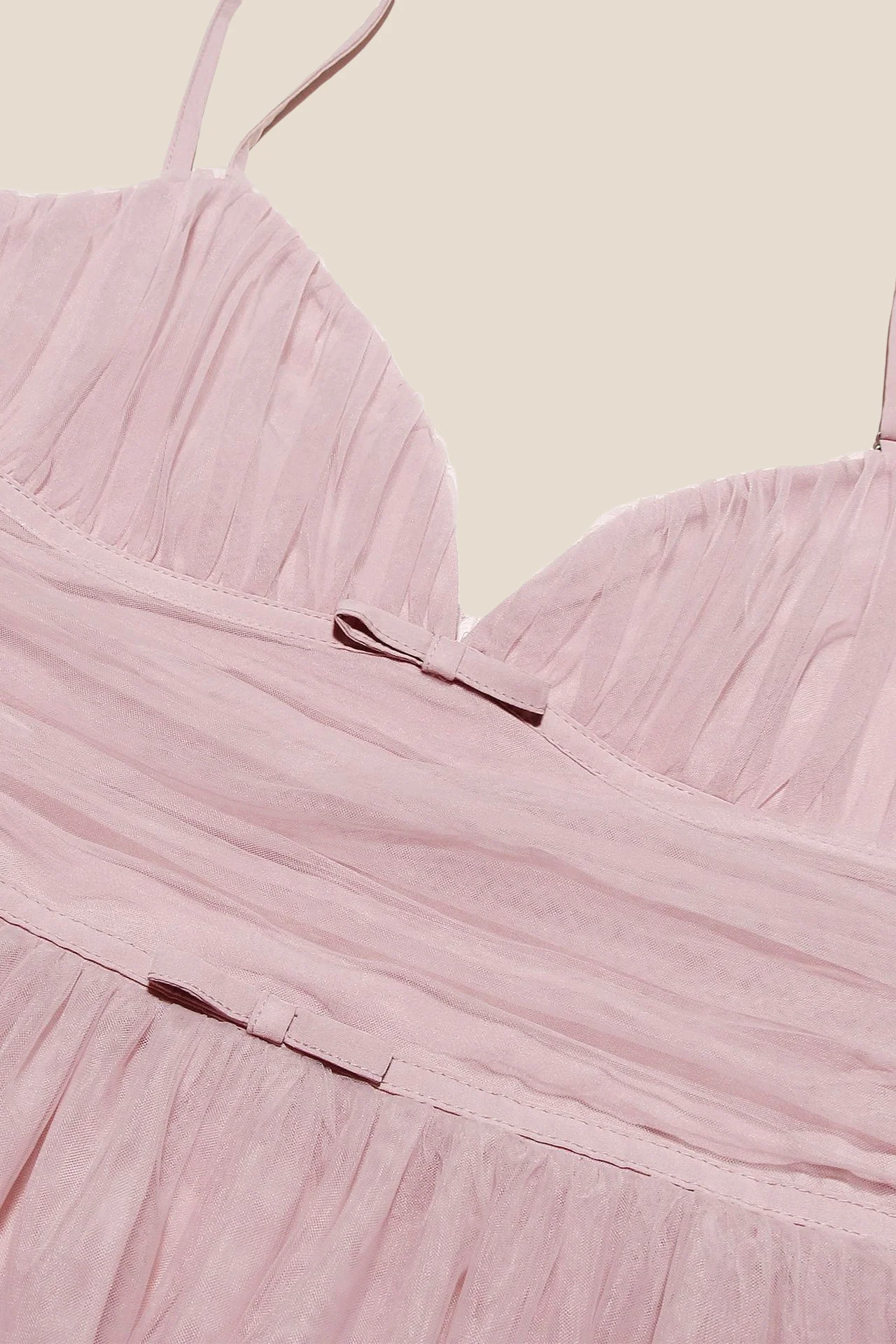 V-neck Pink Pleated A-line Short Tulle Dress - Image 7