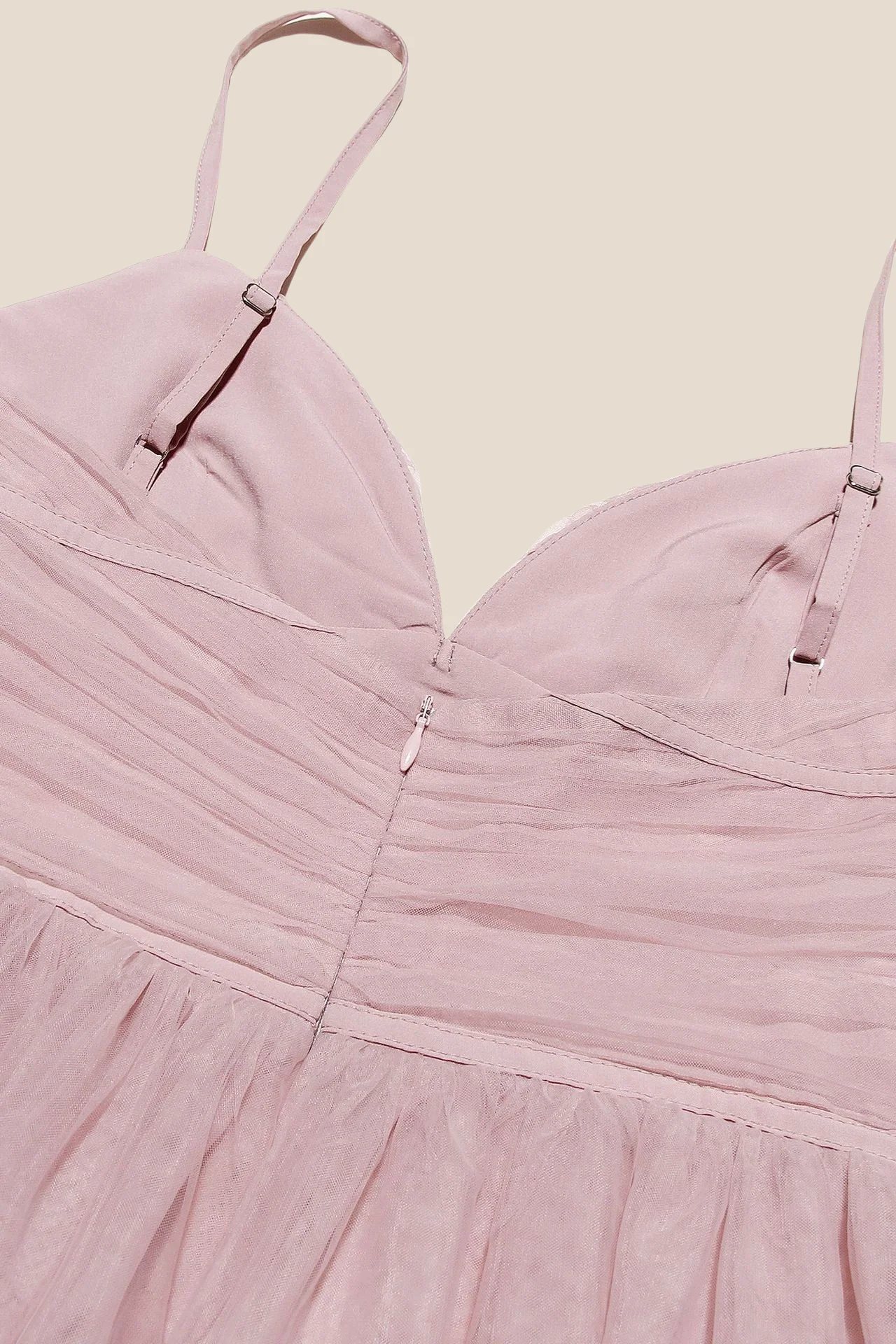 V-neck Pink Pleated A-line Short Tulle Dress - Image 8