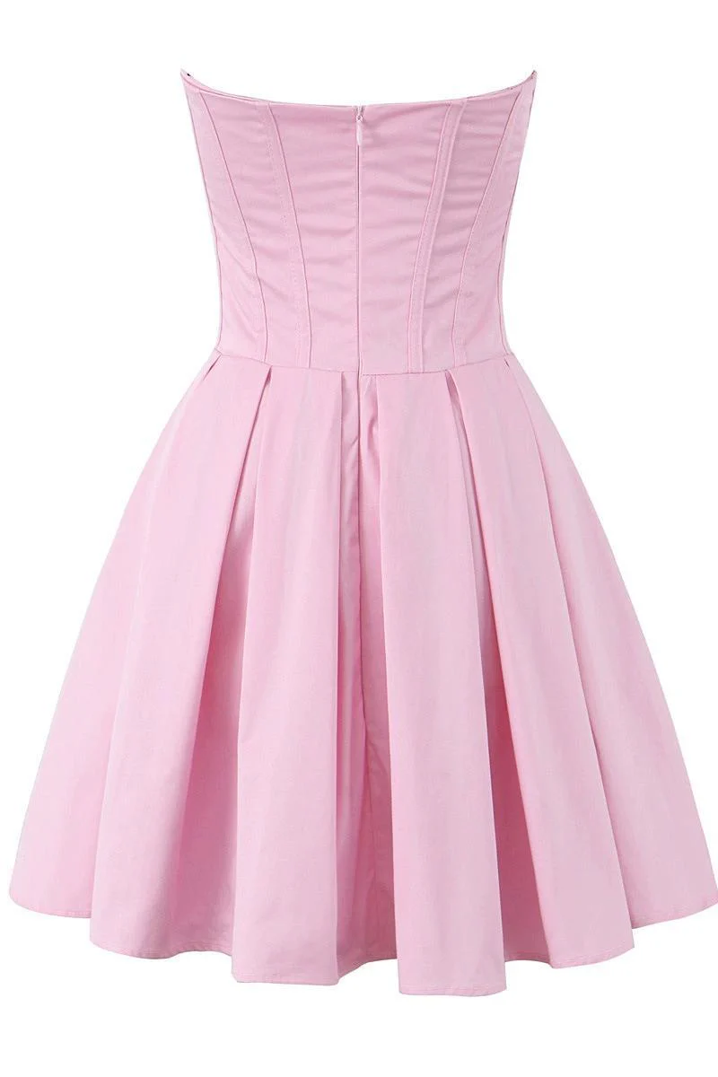 V-neck Lavender Pleated Short Party Dress - Image 3