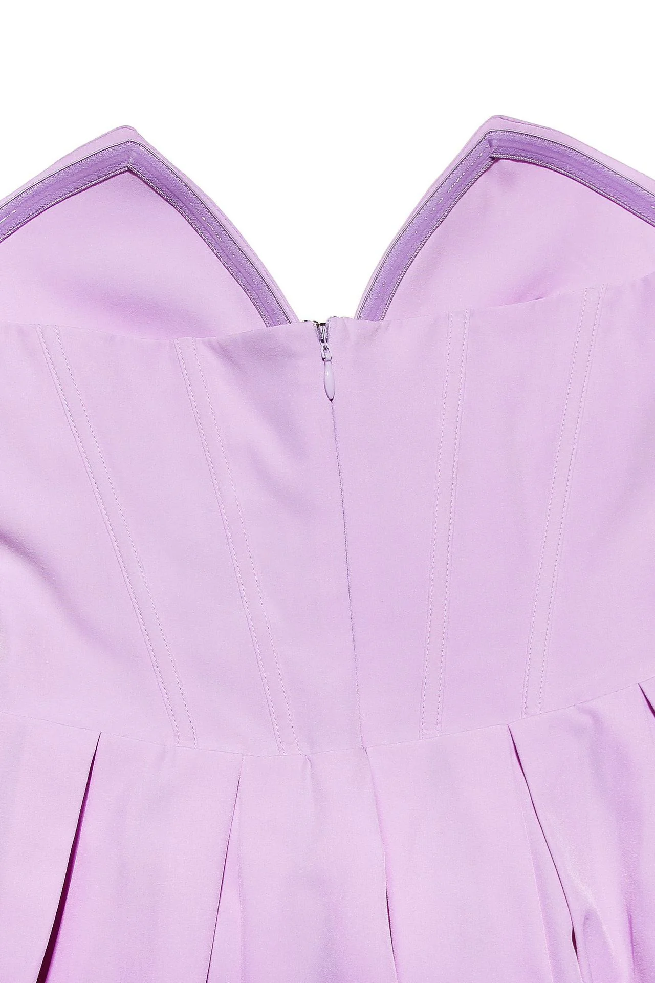 V-neck Lavender Pleated Short Party Dress - Image 8