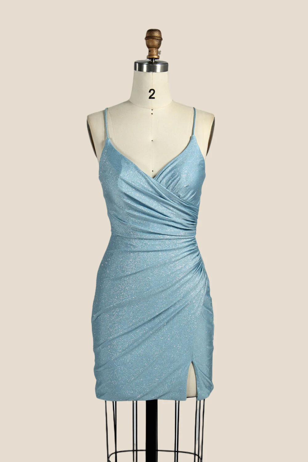 V-neck Pink Ruched Bodycon Short Dress - Image 13