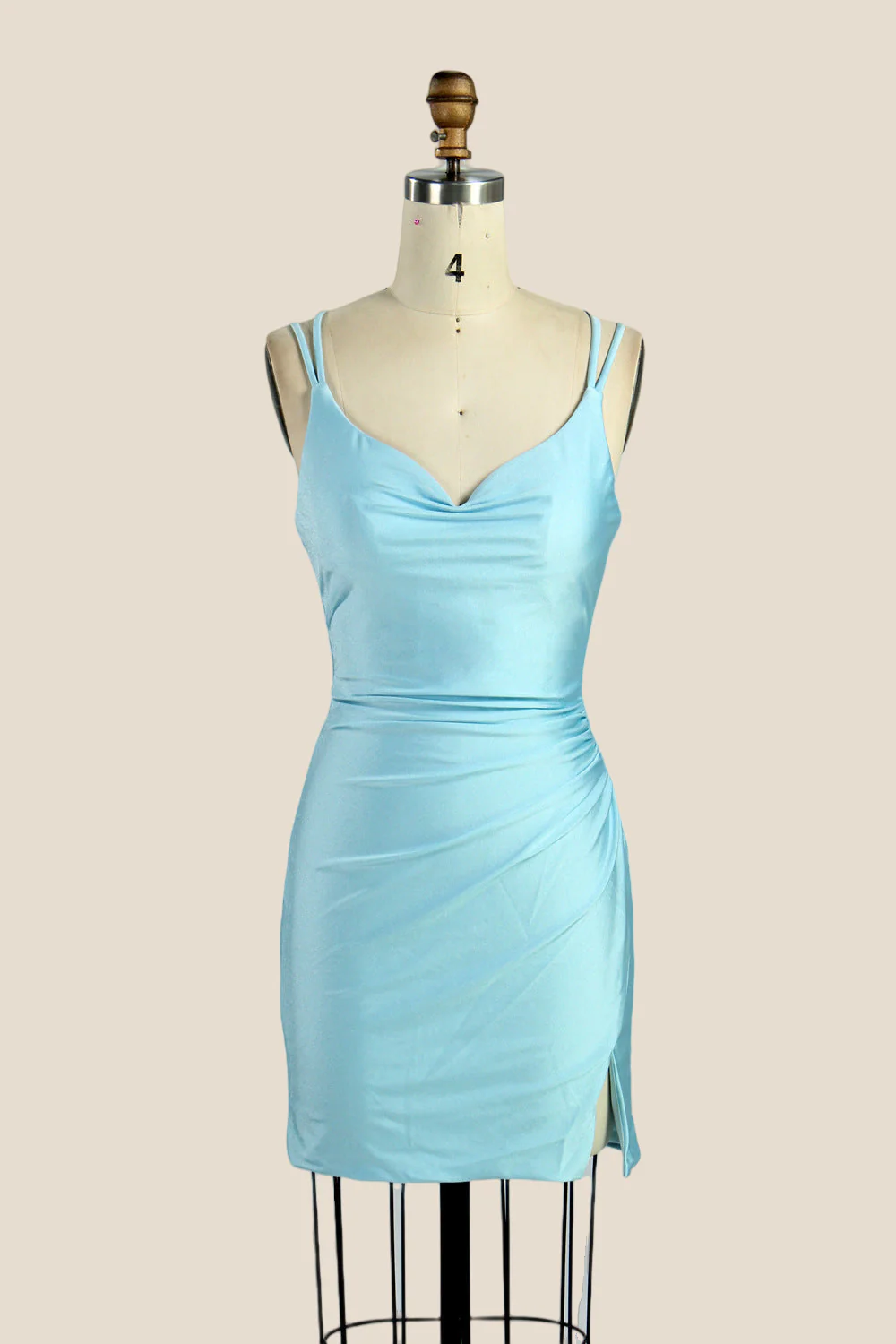 V-neck Pink Ruched Bodycon Short Dress - Image 19