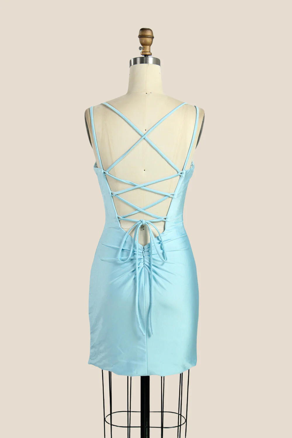 V-neck Pink Ruched Bodycon Short Dress - Image 20