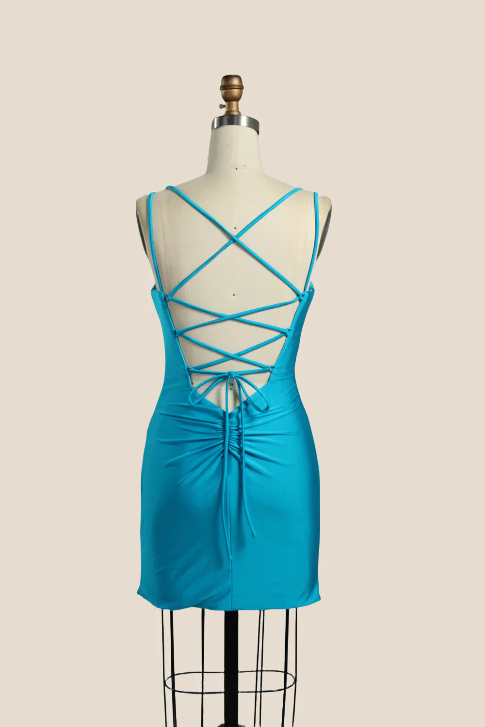 V-neck Pink Ruched Bodycon Short Dress - Image 22