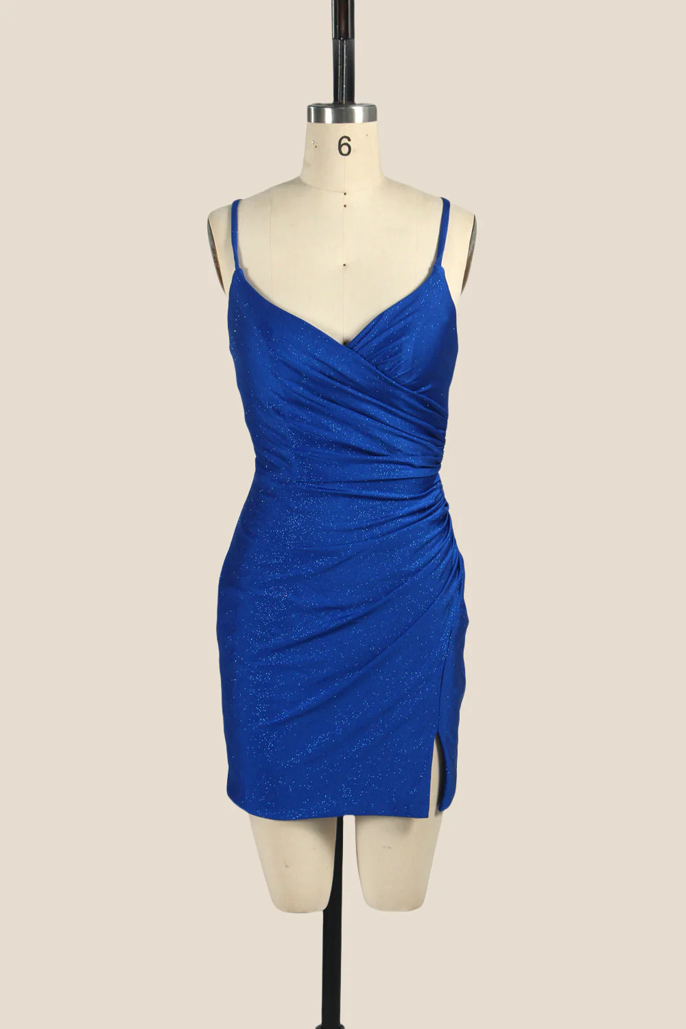 V-neck Pink Ruched Bodycon Short Dress - Image 7