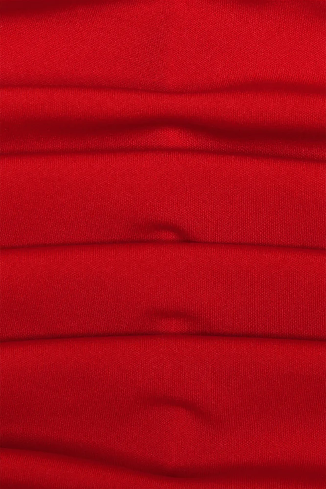 V-neck Red High Slit Ruched Long Dress - Image 6