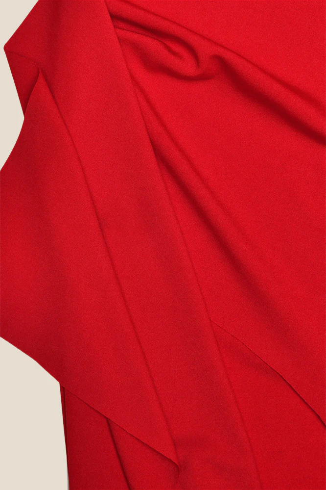 V-neck Red High Slit Ruched Long Dress - Image 7
