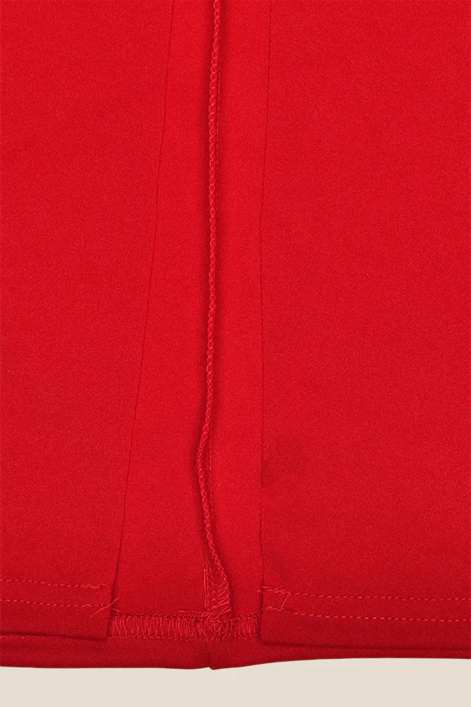V-neck Red High Slit Ruched Long Dress - Image 8