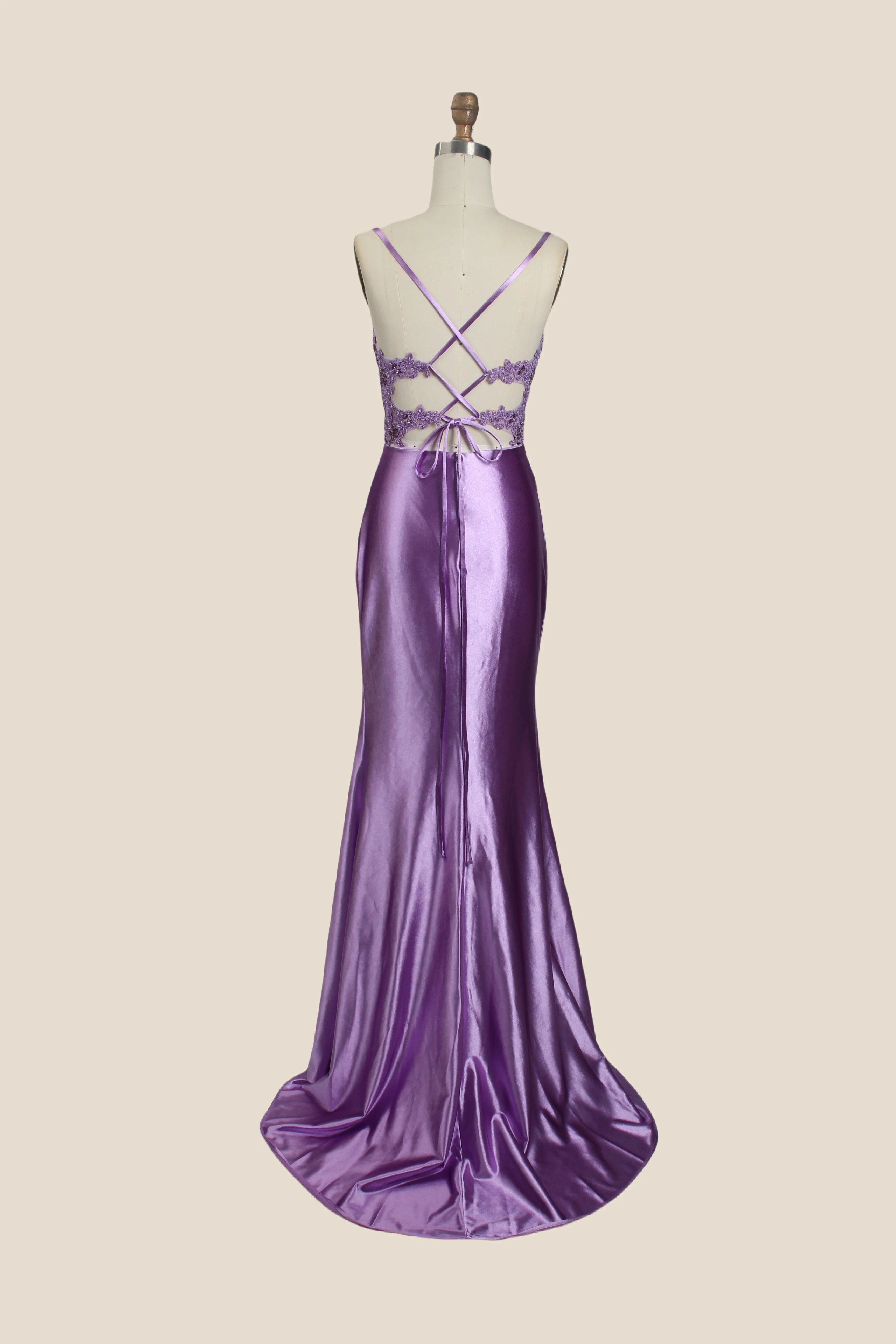 V-neck Sage Green Appliques Mermaid Long Dress - Image 10