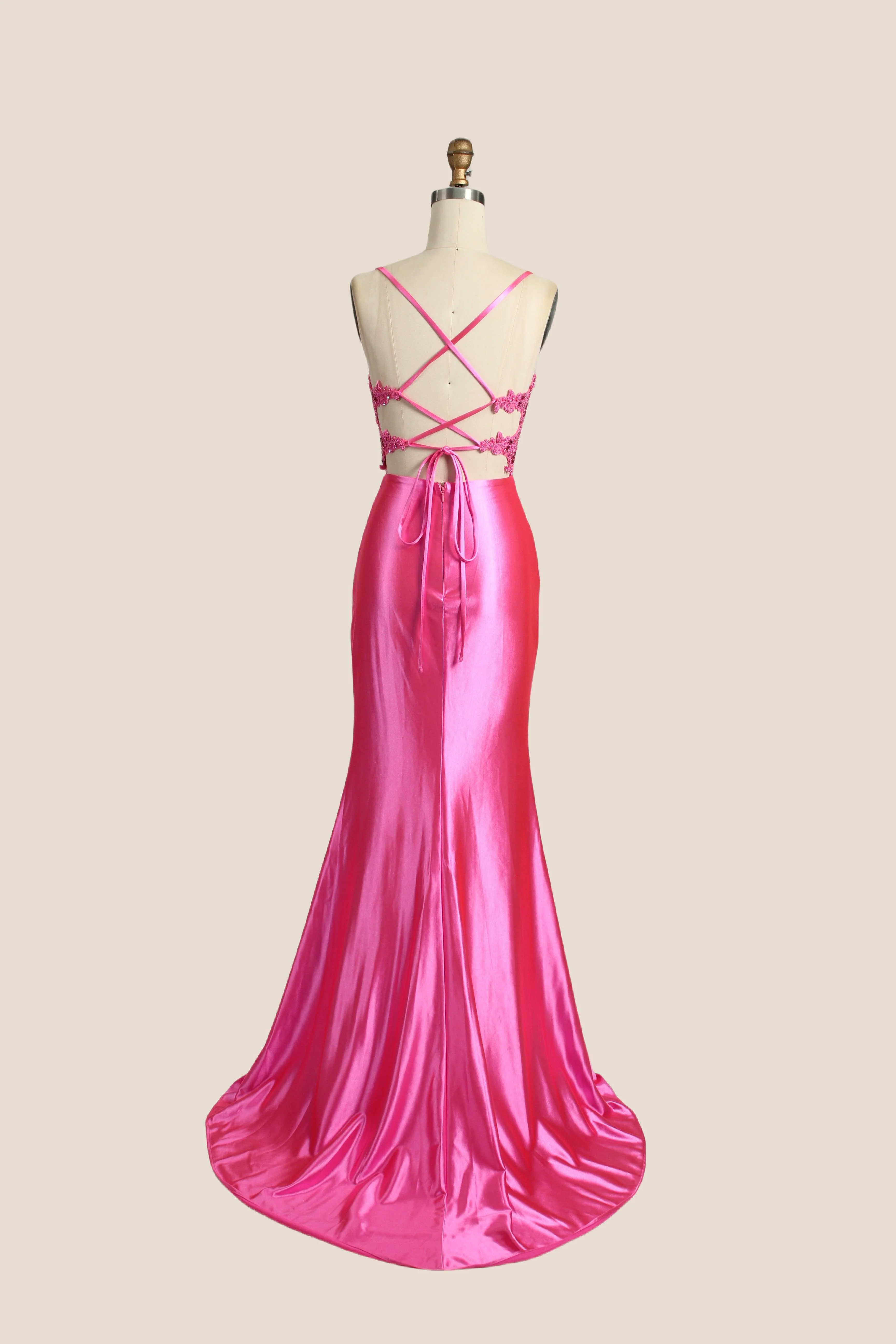 V-neck Sage Green Appliques Mermaid Long Dress - Image 11