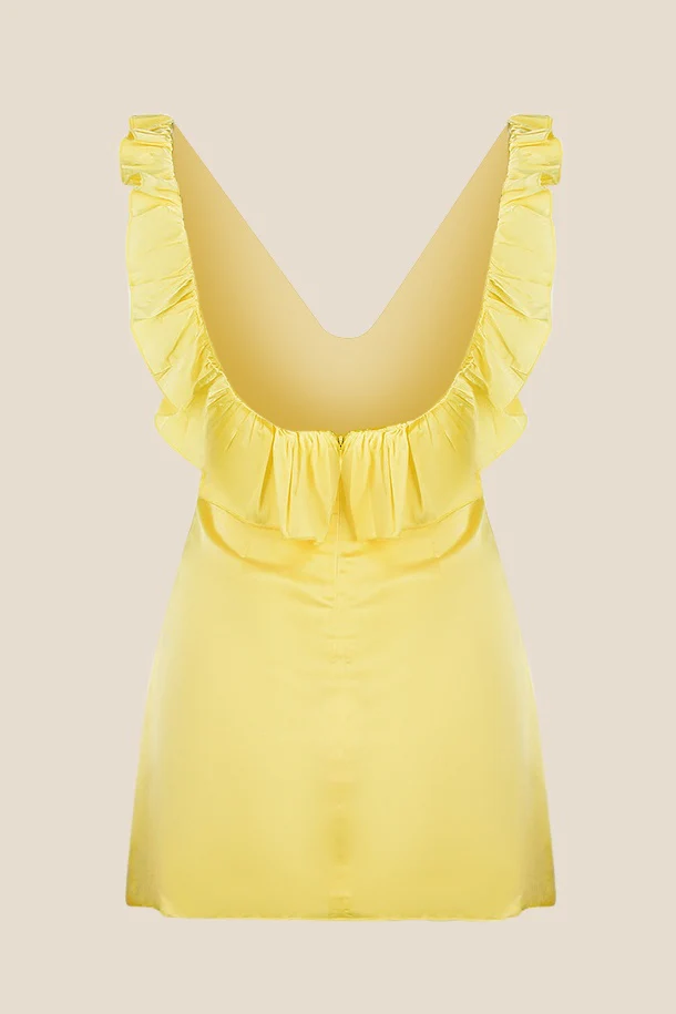 V-neck Lavender Ruffled A-line Short Dress - Image 4