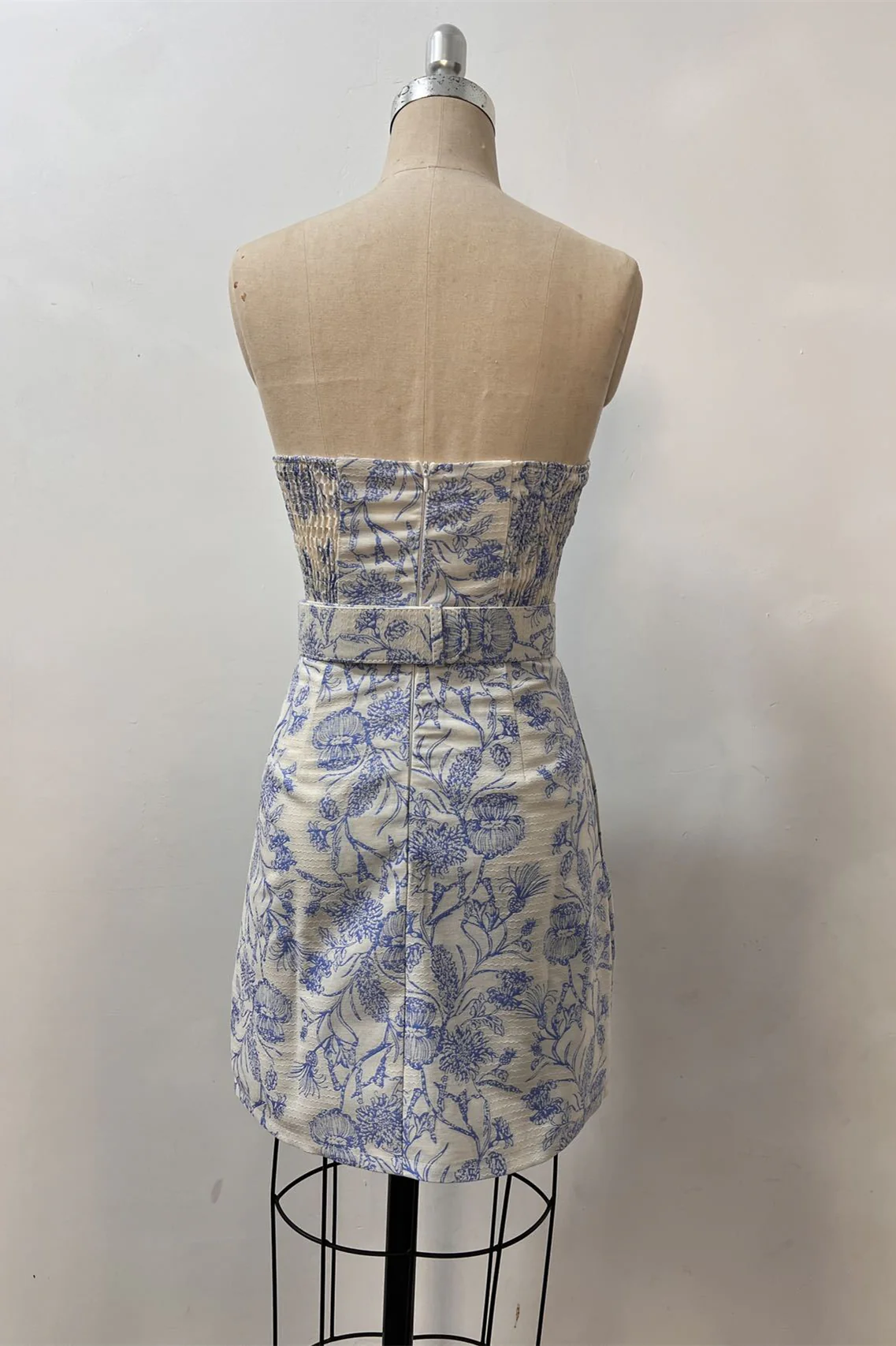 Floral Print A-line Short Dress with Belt - Image 3