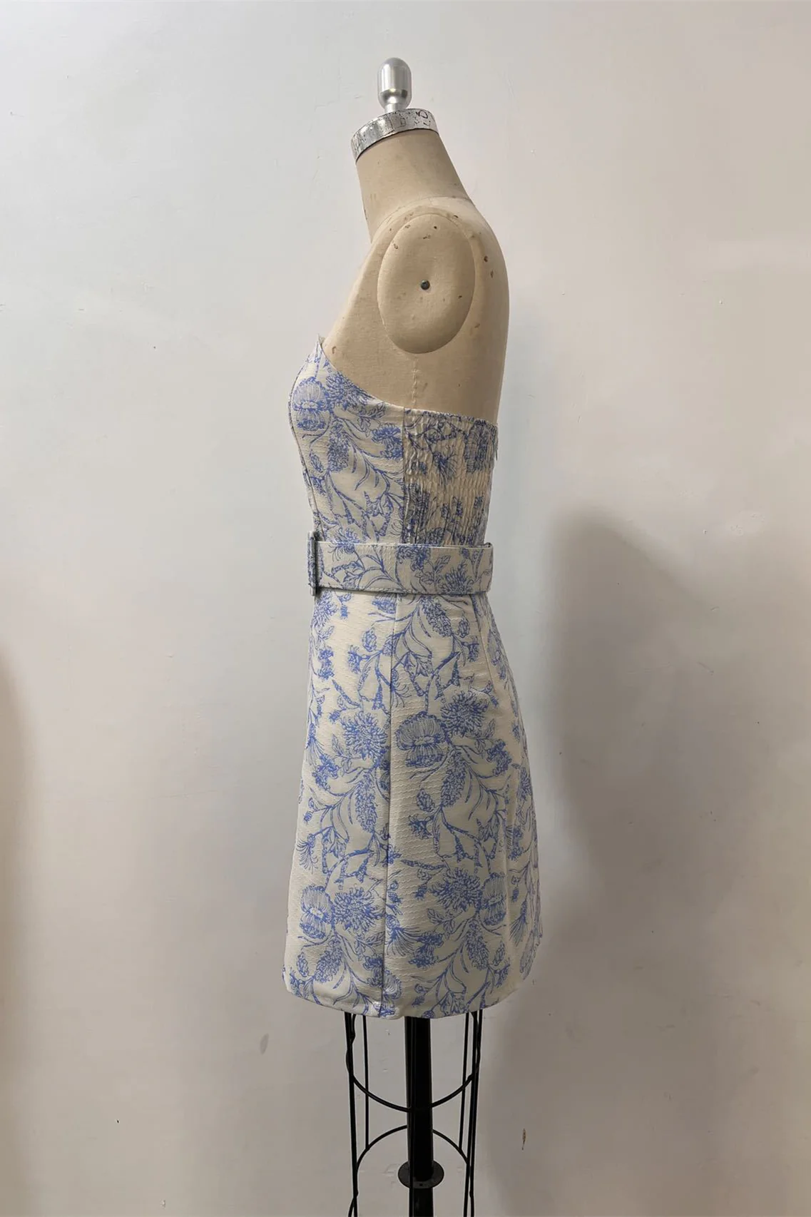 Floral Print A-line Short Dress with Belt - Image 4