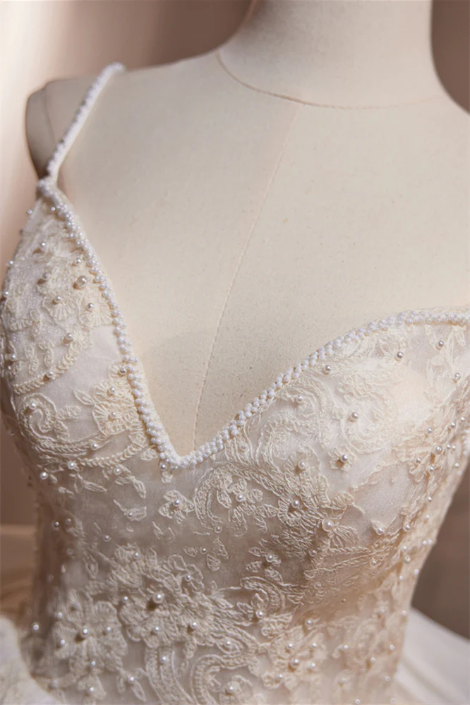 Ivory Lace Straps A-line Short Princess Dress - Image 4