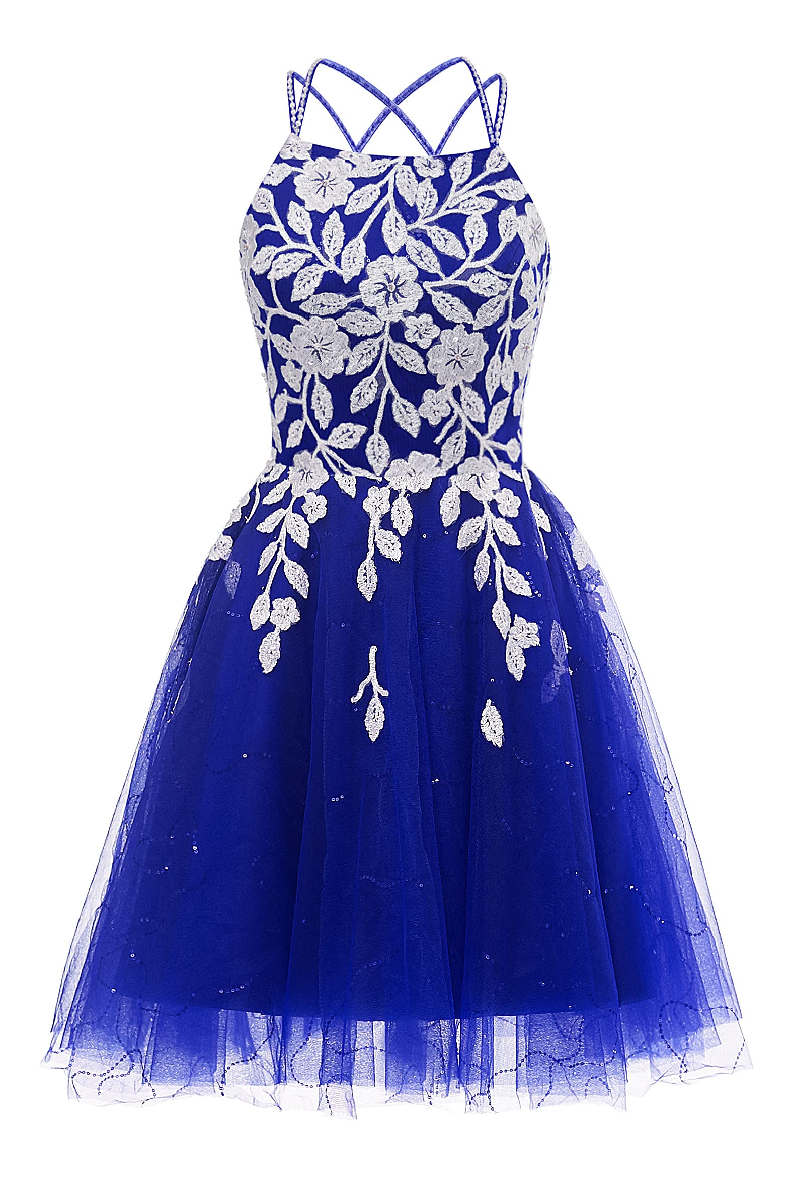 Wine Red Tulle and White Appliques A-line Dress - Image 6
