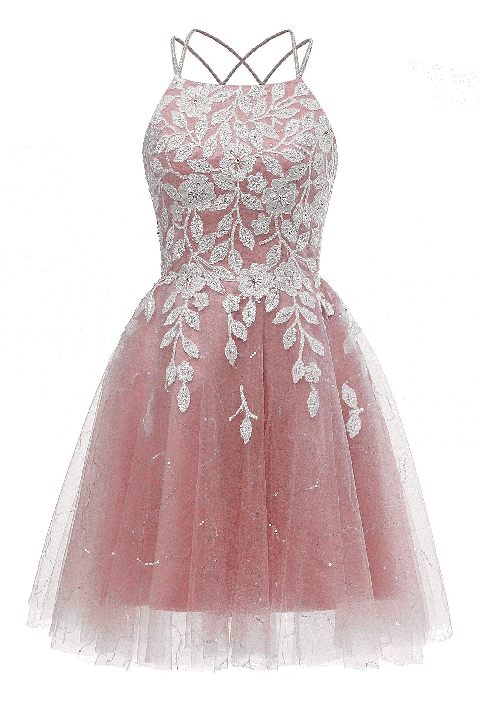 Wine Red Tulle and White Appliques A-line Dress - Image 7
