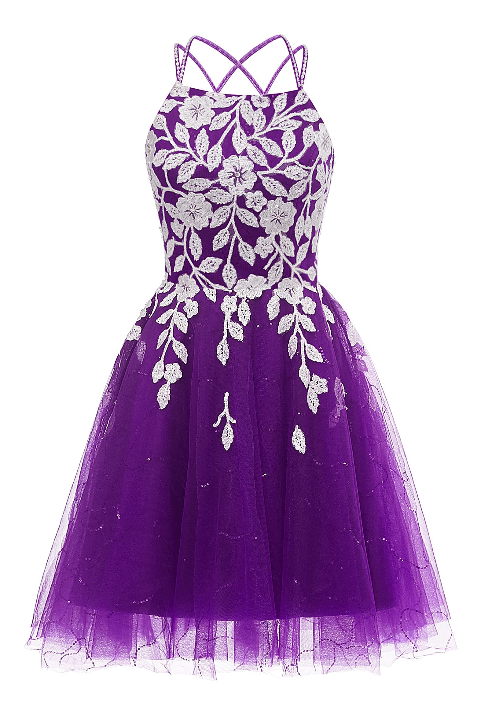 Wine Red Tulle and White Appliques A-line Dress - Image 8