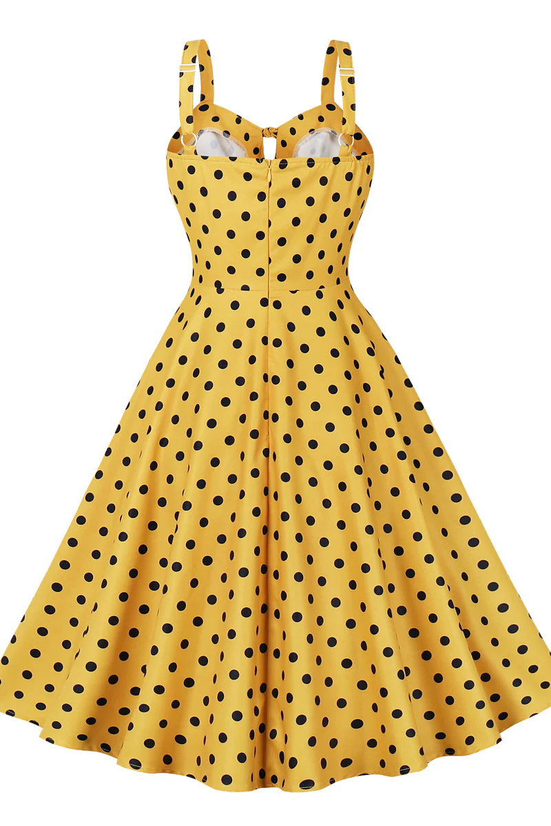 Yellow and Black Polk Dots Swing Dress - Image 2