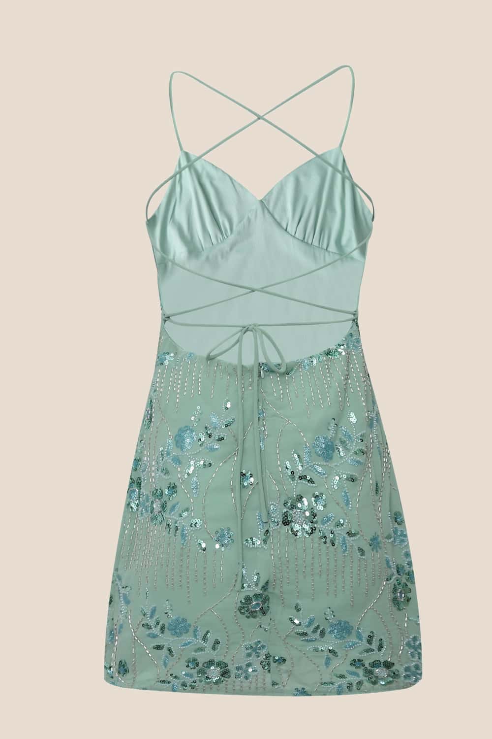 Yellow Beaded Straps Fitted Short Dress - Image 5