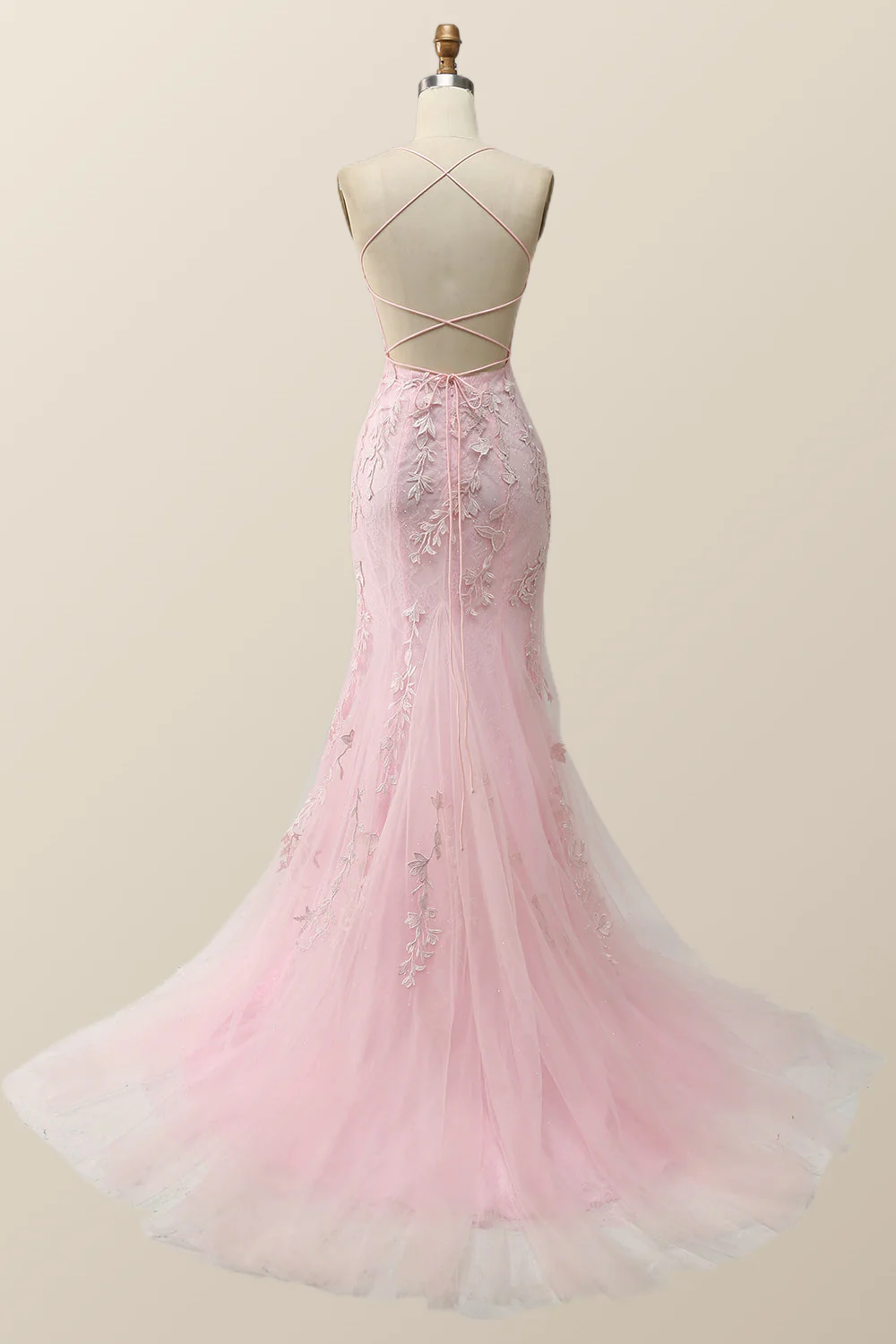Yellow Mermaid Lace Appliques Long Formal Dress - Image 9