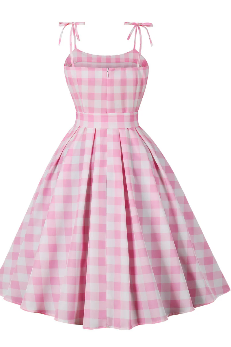 Yellow Plaid Swing Dress with Sash - Image 10