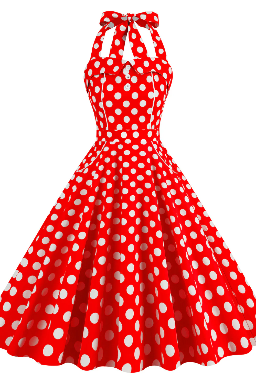 Yellow Polk Dots Halter Swing Dress - Image 10