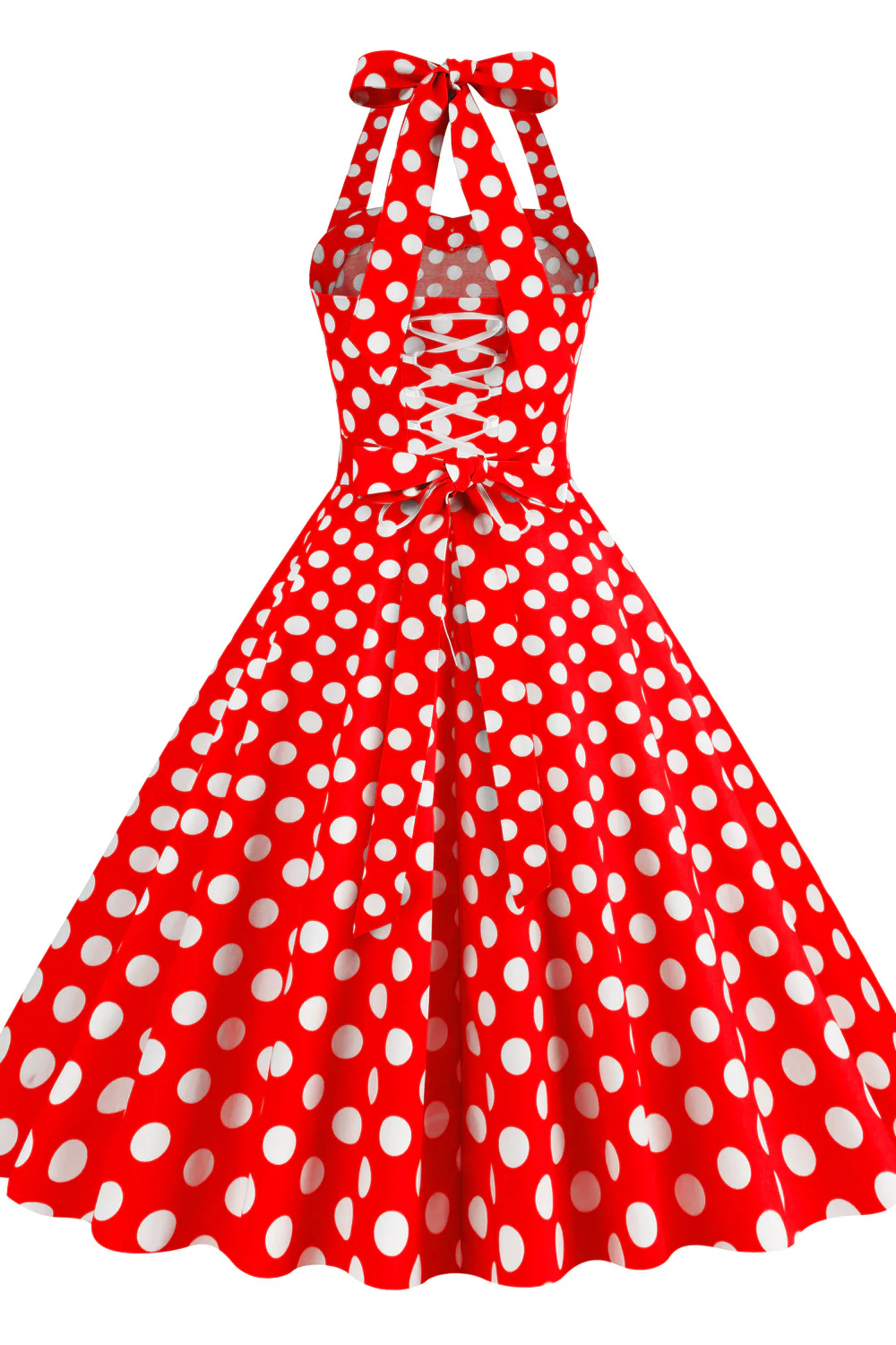Yellow Polk Dots Halter Swing Dress - Image 11