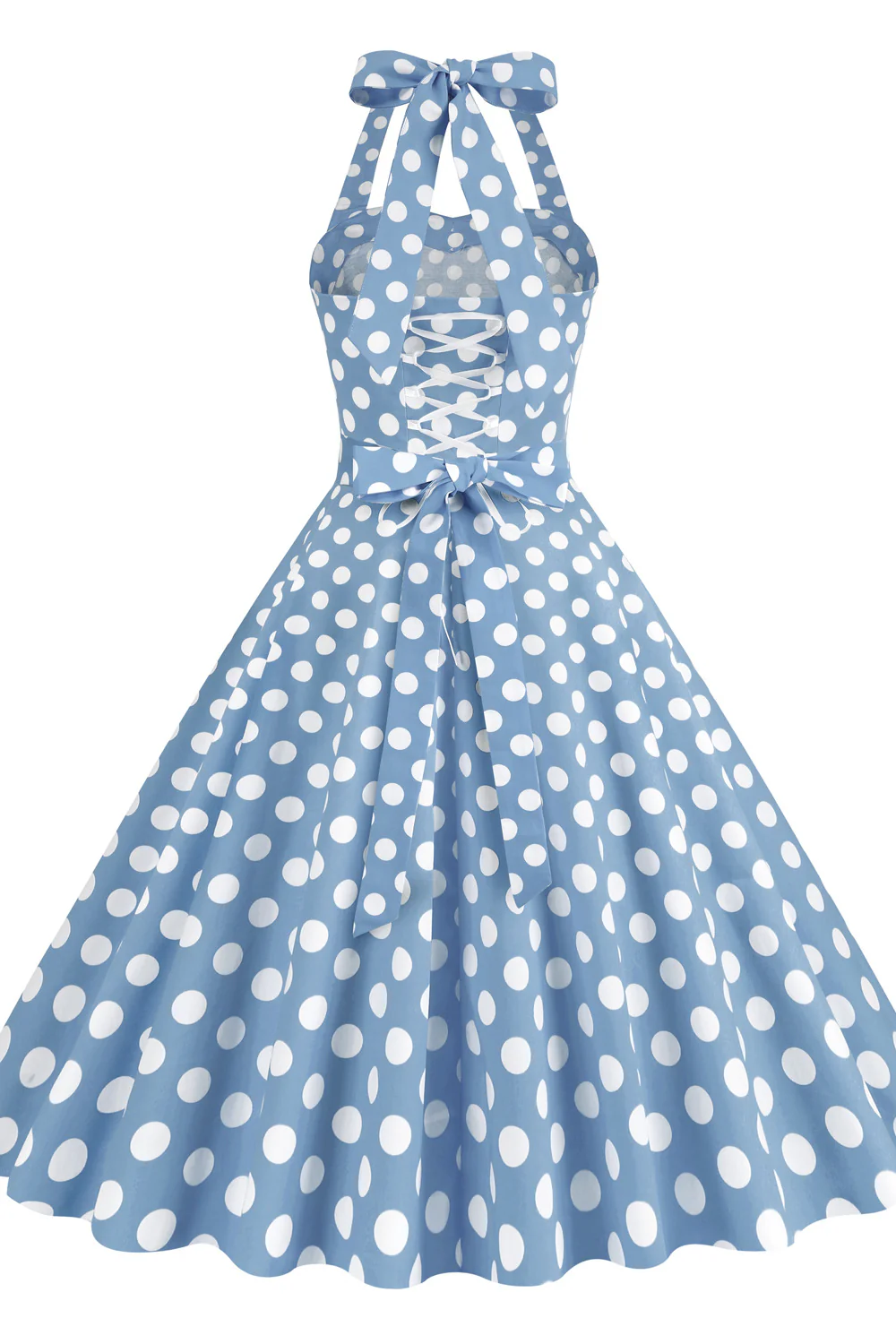 Yellow Polk Dots Halter Swing Dress - Image 4