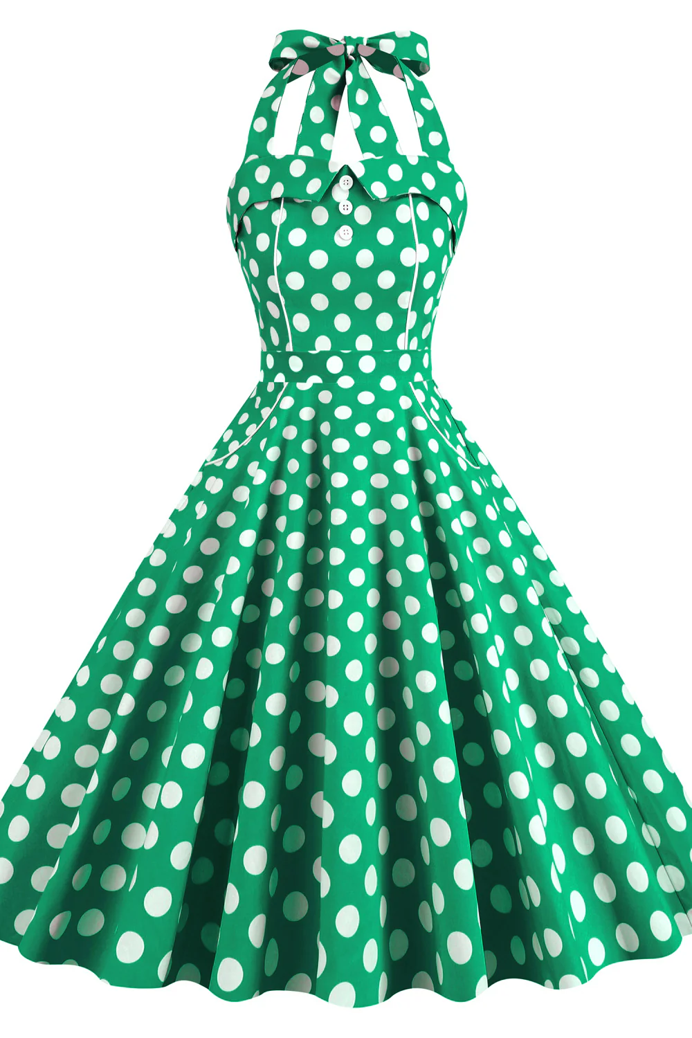 Yellow Polk Dots Halter Swing Dress - Image 7