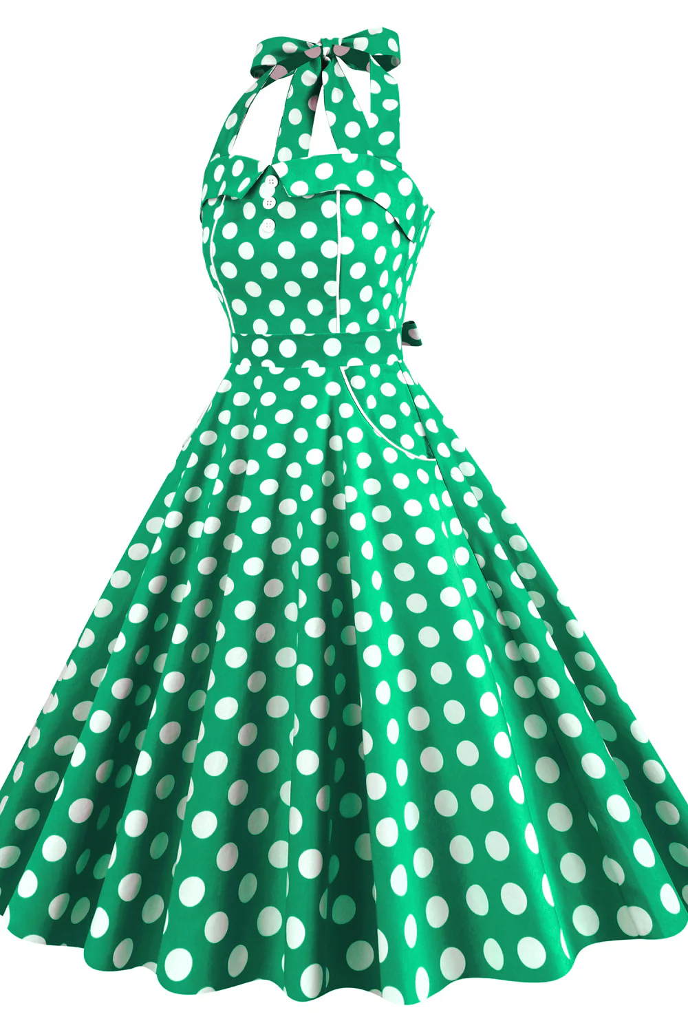 Yellow Polk Dots Halter Swing Dress - Image 8