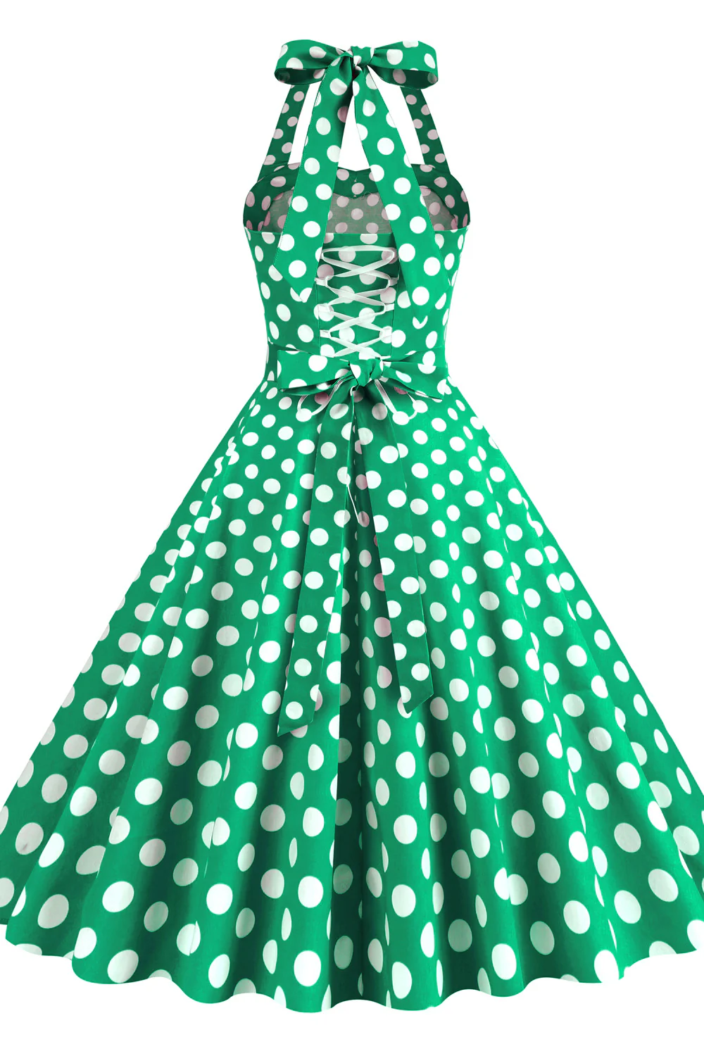 Yellow Polk Dots Halter Swing Dress - Image 9