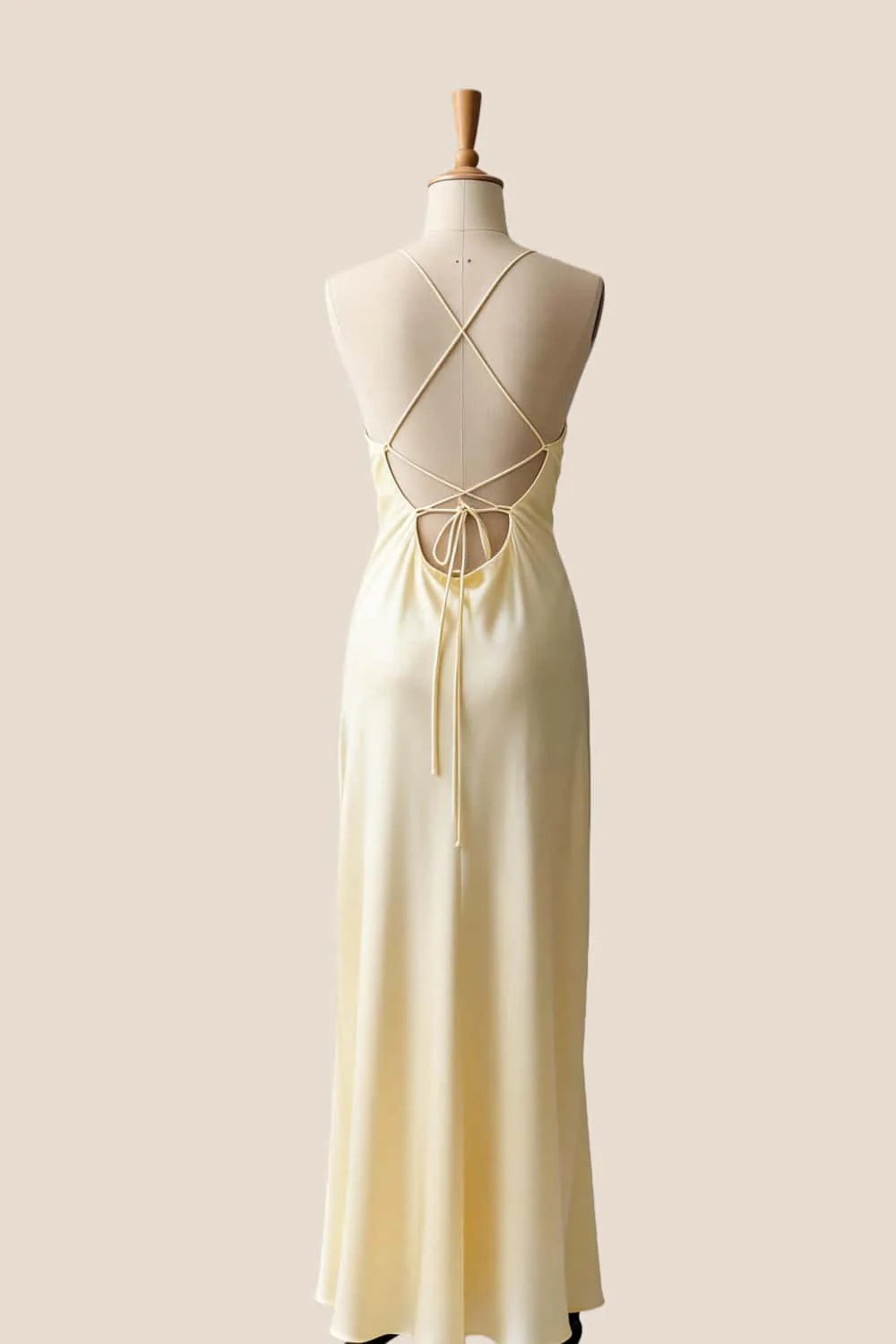 Yellow Soft Satin Straps Slip Dress - Image 2