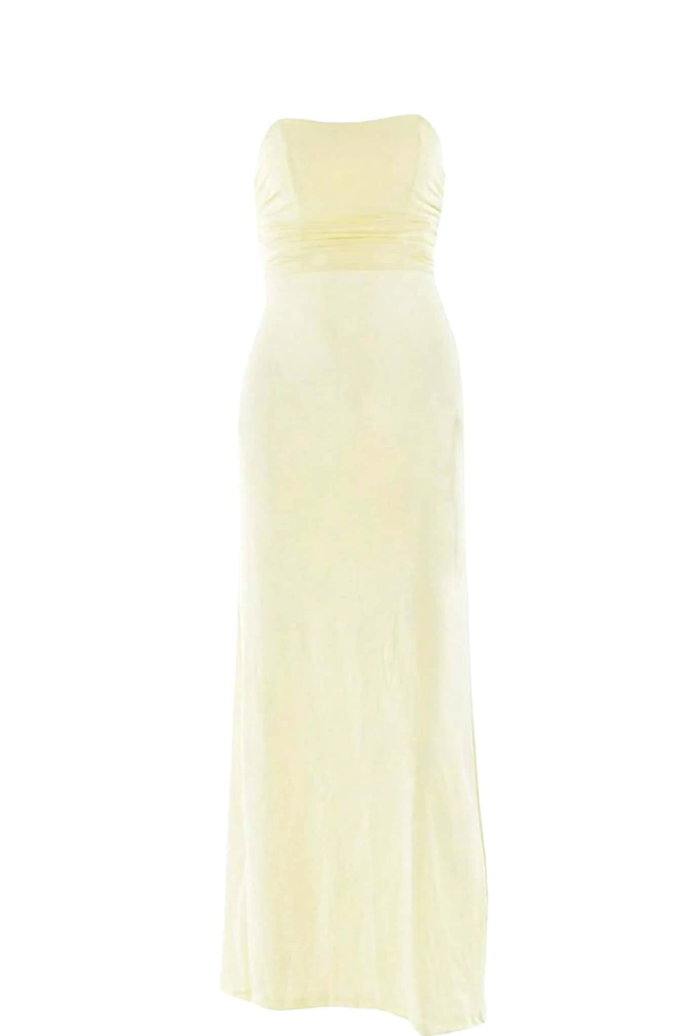 Yellow Strapless Spandex Fitted Long Dress