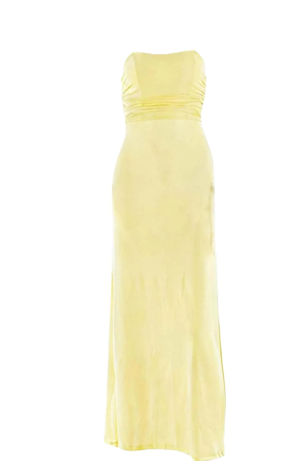 Yellow Strapless Spandex Fitted Long Dress - Image 8