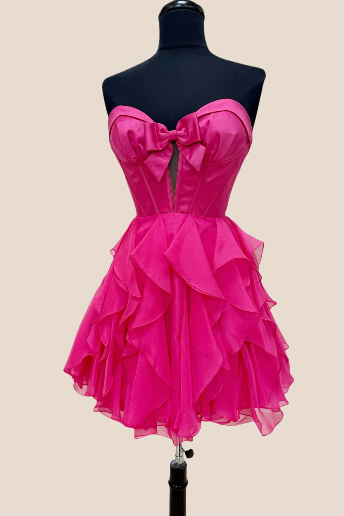 Yellow Sweetheart A-line Short Chiffon Ruffle Dress - Image 2
