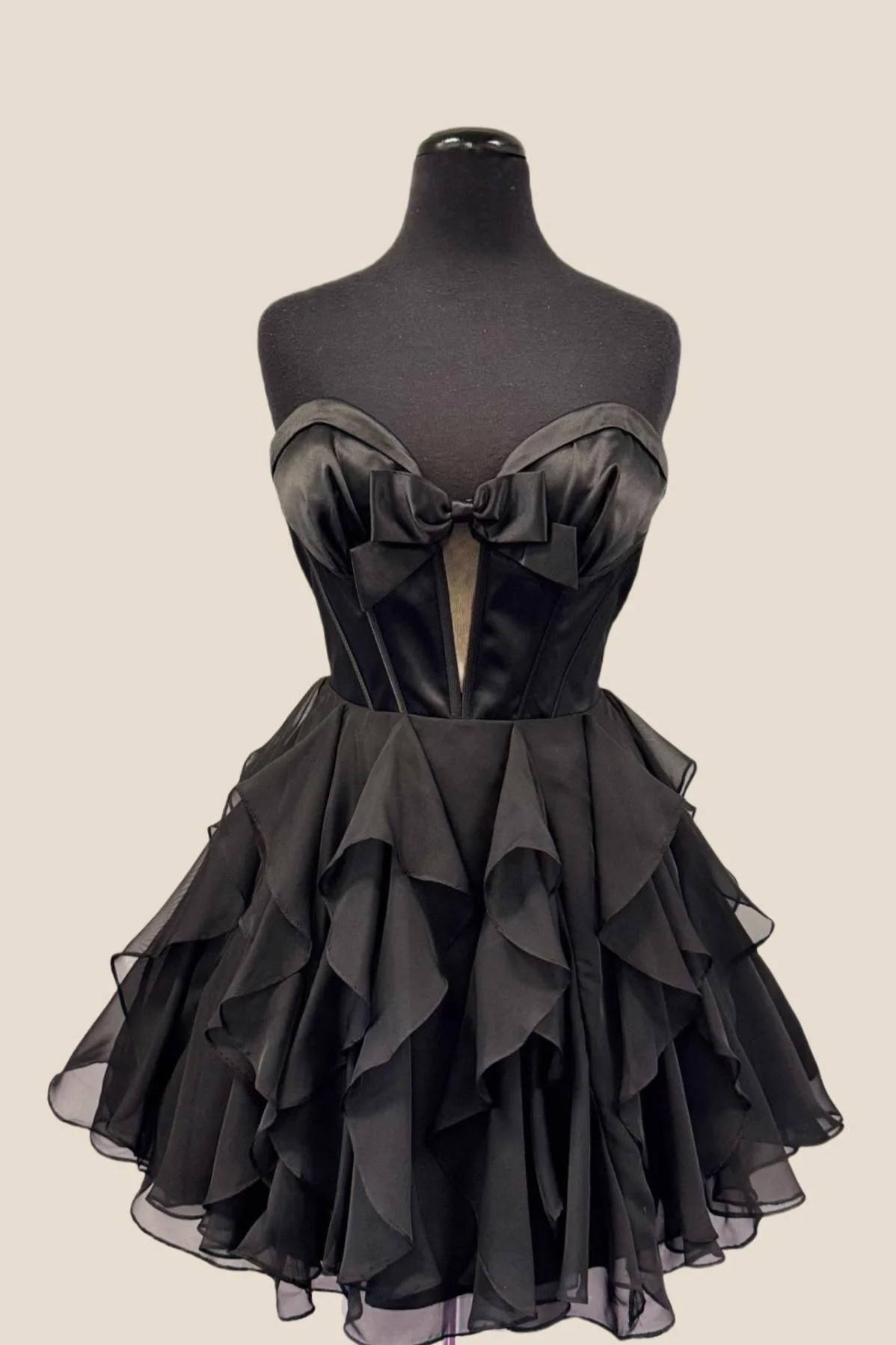 Yellow Sweetheart A-line Short Chiffon Ruffle Dress - Image 3