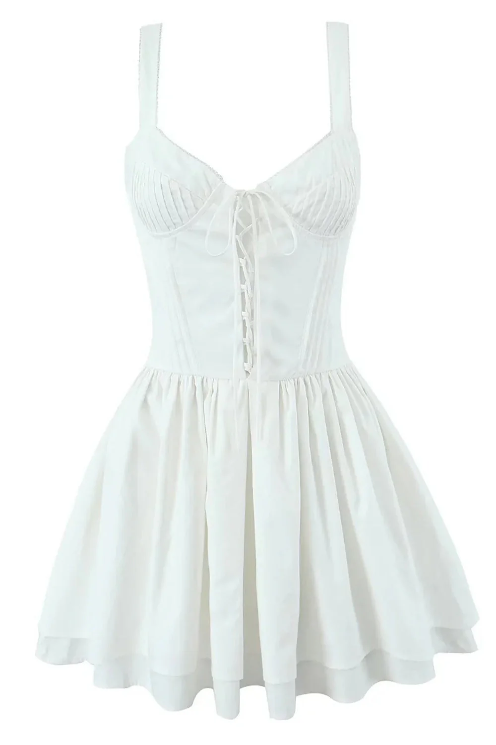 Yellow V-neck Lase-up Ruffle Party Dress - Image 3