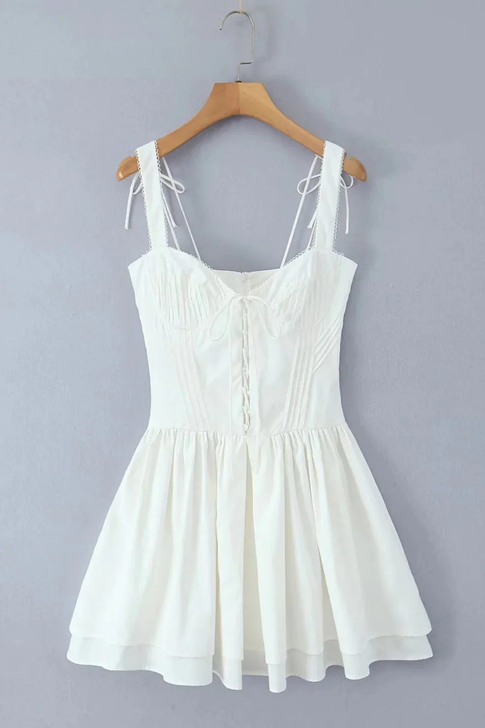 Yellow V-neck Lase-up Ruffle Party Dress - Image 5